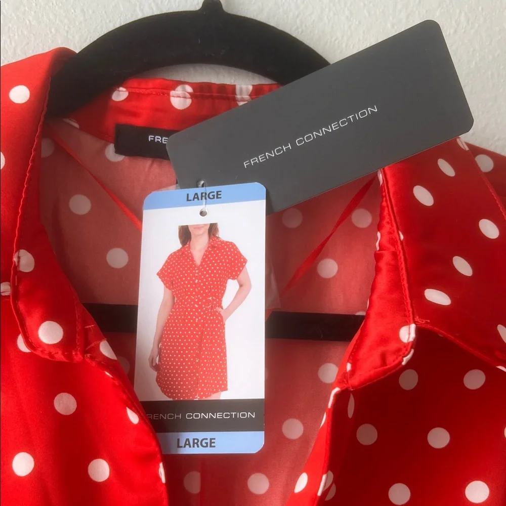French Connection Red and White Polka Dot Mini Dress - Picture 4 of 7